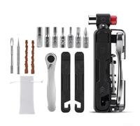 Kit d'outils multifonction pour vélo avec jeu hexagonal interne, clé à cliquet, tiges de cric de pneu et buse de gonflage pour un entretien facile du vélo sur la route (pas de buse de gonflage)