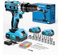 Kit d'outils multifonctions pour perceuse sans fil, tournevis, perceuse, boîte à outils, accessoires en option. (Durable Plus + deux batteries)