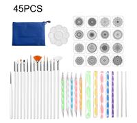Kit D'Outils Pointus Mandala 45 Pièces, Pour Peindre Des Pierres De Roche, Dessin, Pochoir, Brosse, Point, Palette De Stylos