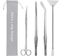 Kit d'outils pour aquarium Aquascape de 38,1 cm de long en acier inoxydable pour plantes aquatiques, 4 en 1 antirouille, pinces, ciseaux, spatules et grattoirs pour le nettoyage des aquariums, les