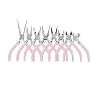 Kit d'outils pour bijoux Ensemble de 8 pinces à bijoux avec poignée antidérapante et pince coupante ronde, idéal for la création Accessoires inclus(Pink set)