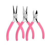 Kit d'outils pour bijoux Kit d'outils for la fabrication de bijoux en métal : pince coupante, à bec rond coudé, kit for création et réparation Idéal for le bricolage(Pink 3pcs)