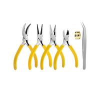 Kit d'outils pour bijoux Kit d'outils for la fabrication de bijoux en métal : pince coupante, à bec rond coudé, kit for création et réparation Idéal for le bricolage(Yellow 6pcs)