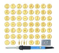 Kit d'outils pour brûleur à bois - Ensemble de 56 pièces de l'alphabet, outil de coupe ergonomique, collection de gravure avec tampons chauds, symboles métalliques que je ferais