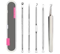 Kit d'outils pour enlever les points noirs et un miroir portable, Blackhead extracteur d'acné avec boîte pour le traitement et le retrait des comédons sur le nez ou le visage