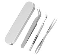 Kit d'outils pour enlever les tiques pour chiens, chats et humains - Ensemble de 3 pièces en acier inoxydable avec fourchette à tiques, pince à épiler à pointe fine et pince à épiler à double tête