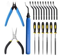 Kit d'outils pour Imprimante 3D,19 Pièces kit Modelisme avec Ebavureur, Pince Coupante Diagonale à Poignée Métallique,Kit d'outils pour Imprimante 3D Résine,Outils de Nettoyage et de Polissage