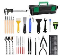 Kit d'outils pour imprimante 3D, 68 pièces, kit d'outils d'impression 3D, assemblage/retrait/pied à coulisse numérique/ébavurage/traitement du modèle/niveau à bulle/outils de nettoyage, accessoires