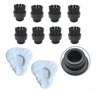 Kit d'outils pour nettoyeur vapeur compatible avec brosse triangulaire 8 brosses rondes + 2 tampons en microfibre Reus
