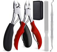 Kit d'outils pour ongle incarné - INF - 4 pièces - Acier inoxydable - Noir