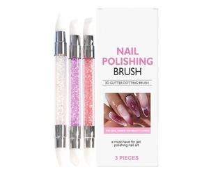 Kit d'outils pour ongles en silicone, 3 pièces, brosse à double pointe pour former et dessiner | Outil de gel pour sculpture 3D - Pour manucure soins personnels à la maison et pour les débutants