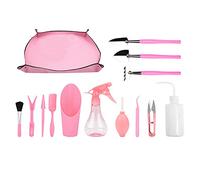 Kit d'outils pour plantes grasses, 14 mini outils à main + 1 tapis de rempotage, râteau pour plantes d'intérieur, outils à main, gadget pour transplanter les semis en plein air, rose