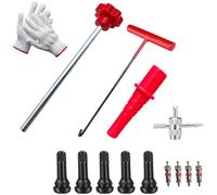 Kit d'outils pour valve de pneu sans chambre à air - 13 pièces en caoutchouc - Extracteur et installateur de tige de valve automobile pour voitures et motos, antidérapant ergonomique G (rouge)