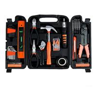 Kit d'outils professionnel de 129 pièces en alliage avec tournevis, pince, clé à molette, marteau pour réparations générales ménagères, orange