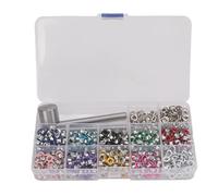 Kit d'outils professionnels pour œillets avec 500 œillets multicolores et boîte de rangement pour vêtements, chapeaux, sacs, travaux manuels, œillets métalliques robustes, taille
