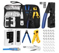 Kit d'outils réseau, pince à sertir RJ45 avec 50 connecteurs RJ45, outil de réparation professionnel RJ45/RJ11/RJ12 pince à dénuder