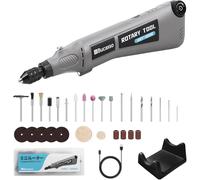 Kit d'outils rotatifs à vitesse variable avec mandrin universel 2.0 de 1/50'' à 1/8'', outil rotatif sans fil avec lumière LED, outil électrique polyvalent pour le ponçage, le polissage, le perçage