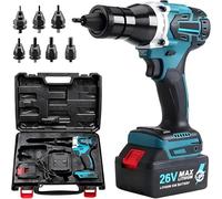 Kit d'outils sans Fil pour riveteuse électrique 26 V - Riveteuse Aveugle à Batterie avec Panneau de Commande Intelligent, pour couvreurs et installateurs d'outils de quincaillerie Completeset