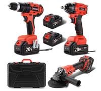 Kit d'outils TEENO 3 pièces (meuleuse d'angle sans balais + clé sans balais + perceuse à percussion) Batterie 20 volts 3 Ah*2