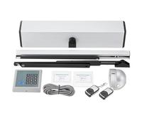 Kit d'ouverture de porte battante automatique (robuste), ouverture : 120 ° max., avec 2 télécommandes, 2 interrupteurs, bras de traction, bras de poussée, 5 cartes d'identité,Silver