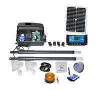 Kit d'ouvre-porte électrique, Kit d'ouvre-porte automatique, opérateur solaire robuste à double porte for portes battantes jusqu'à 16 pieds ou 440 livres, GSM en option(Kit10 2G version)
