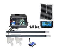 Kit d'ouvre-porte électrique, Kit d'ouvre-porte automatique, opérateur solaire robuste à double porte for portes battantes jusqu'à 16 pieds ou 440 livres, GSM en option(Kit7 2G version)