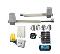 Kit d'ouvre-porte électrique, Ouvre-porte à énergie solaire, Kit complet for portes battantes double bras, 600kg, contrôleur de panneau, capteur lampe, clavier Gsm en option(Kit1)