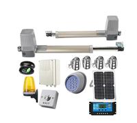 Kit d'ouvre-porte électrique, Ouvre-porte à énergie solaire, Kit complet for portes battantes double bras, 600kg, contrôleur de panneau, capteur lampe, clavier Gsm en option(Kit8)
