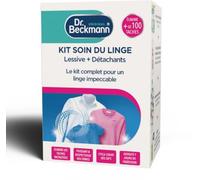 KIT DR BECKMANN soin du linge - lessive en feuilles, brosse détachante, 4 détachants & lessive cycle court