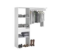 Kit dressing ARTIC EKIPA - Blanc mélaminé - 1 penderie + 1 tiroir - L138 x P40 x H180 cm