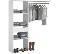 Kit dressing ARTIC EKIPA - Blanc mélaminé - 1 penderie + 1 tiroir - L138 x P40 x H180 cm