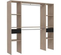 Kit dressing ARTIC EKIPA - Décor mélaminé chene jackson et noir - 2 penderies + 2 tiroirs - L176 x P40 x H180 cm -Fabriqué e G