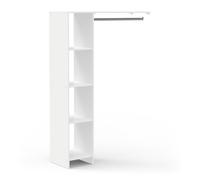 Kit Dressing avec Penderie & Colonne De 3 Rayons Modulable - Coloris Blanc Mat - 120,2 x 180 x 39,6 cm