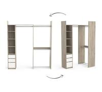 Kit dressing d'angle extensible SWING - Chêne Kronberg/Blanc - L 203.8 x P 43.9 x H 218.3 cm