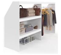 IDMarket - Ensemble de dressing sous pente avec étagère à 2 niveaux et garde-robe extensible TOMI 195 x 50 x 70/110 cm blanc