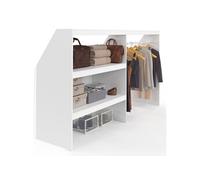 Kit dressing sous pente avec étagère 2 niveaux et penderie extensible TOMI 195 x 50 x 70/110 cm blanc