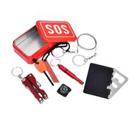 Kit d'urgence avec pince à outils, sifflet d'urgence, carte d'espacement des lignes dans le réservoir de stockage en métal, kit d'urgence pour la préparation aux catastrophes, sac d'urgence pour