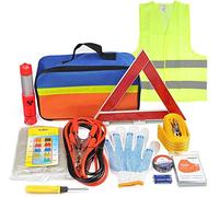Kit d'urgence voiture 12 pièces Trousse de secours Kit de sécurité pour jeune conducteur Voiture Fusibles plats pour auto 3m Corde de remorquage câbles de démarrage de 2 m avec pinces cuivrées 500A