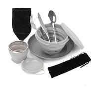 Kit d'ustensiles de Camping, Vaiselle Camping Pliable Ensmble Assiettes Camping, Ustensiles de Camping pour 1 avec Bol, Assiette, Tasse, cuillère, Fourchette, Équipement Essentiel pour Pique-nique