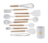 Kit d'ustensiles de cuisine en silicone 11 pièces, ustensiles Kithchen antiadhésifs avec boîte de rangement cuillères de cuisine outils blanc