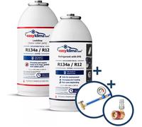 Kit EasyKlima + LeakStop (agent d'étanchéité) R134a + adaptateur HP/LP pour les systèmes de climatisation des véhicules
