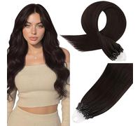 Kit Easyouth Extension Cheveux Naturel Adhesif Invisible et Extension Cheveux Micro Ring 2pack de #2 Longueurs 18 pouces total 90g Extensions à Bandes en Cheveux Humains - Résultat Naturel