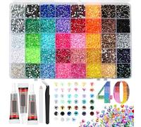 Kit éblouissant avec 19 000 strass en 40 couleurs, pierres précieuses de 4 mm pour l'artisanat avec des outils et de la colle, ensemble complet fournitures d'art en diamant pour les projets bri