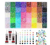 Kit éblouissant de strass en résine, 32000 pièces, avec colle 3x10ml, 0.3cm, 40 couleurs,Vêtements faits maison, nail art et strass pour téléphone portable artisanat