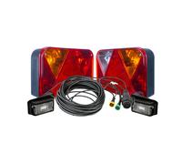 DOBPLAST Kit déclairage 2 Feux arrière 6 Fonctions 2 Feux de gabarit LED Faisceau 7m Prise 13 Broches connecteurs Rapides Set Complet arrière très Robuste pour remorque Plateau