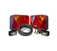 DOBPLAST Kit déclairage 2 Feux arrière 6 Fonctions 2 Feux de gabarit LED Faisceau 7m Prise 13 Broches connecteurs Rapides Set Complet arrière très Robuste pour remorque Plateau