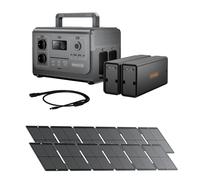 Kit Éco-Domestique RUNHOOD ¿ HE1200 + 2×EB324 + 2×SERI100 + Y Cable ¿ 1296 Wh, Recharge solaire rapide