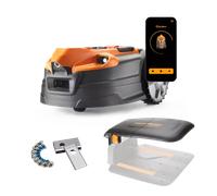 Kit économique LawnMaster AMD18i-800 Plus - Tondeuse robotisée MX 24 V à vision artificielle et recharge automatique, avec application, abri pour station de recharge et lames de rechange