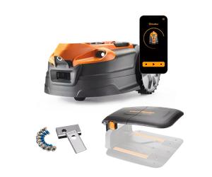 Kit économique LawnMaster AMD18i-800 Plus - Tondeuse robotisée MX 24 V à vision artificielle et recharge automatique, avec application, abri pour station de recharge et lames de rechange