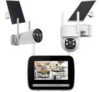 KIT écran 7? enregistreur 4MP ULTRA HD + 2 Caméras rechargeables (1x PT) + 2 Panneaux solaire